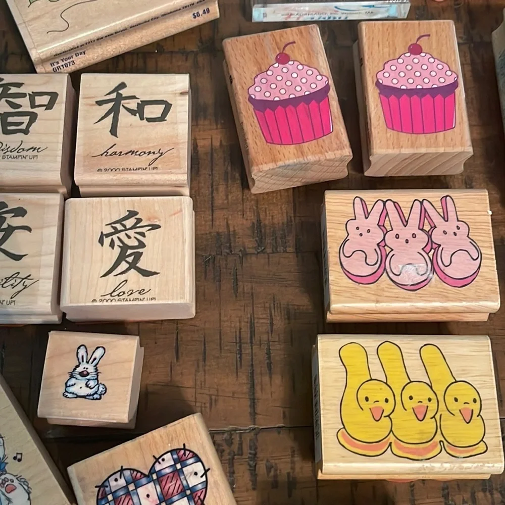48 Rubber Stamps: Various Themes, Sayings & Florals